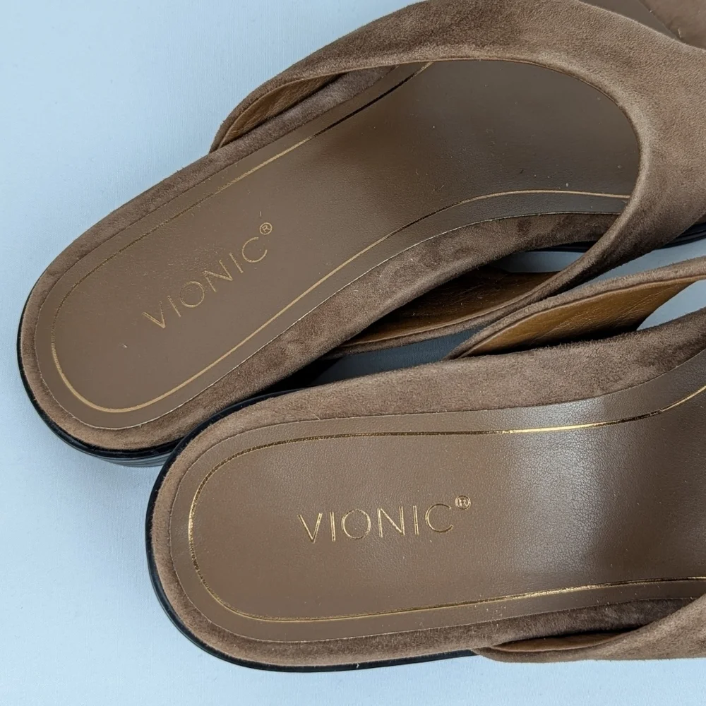 Vionic Agave Sandal Suede Thong Comfort Toe Post Monks Robe Brown 10 EU41 NWOB - Picture 7 of 16